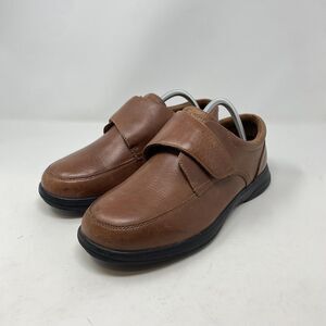 Anodyne Shoes Mens Size 8.5 Wide Brown Leather Hook Loop Walking Comfort